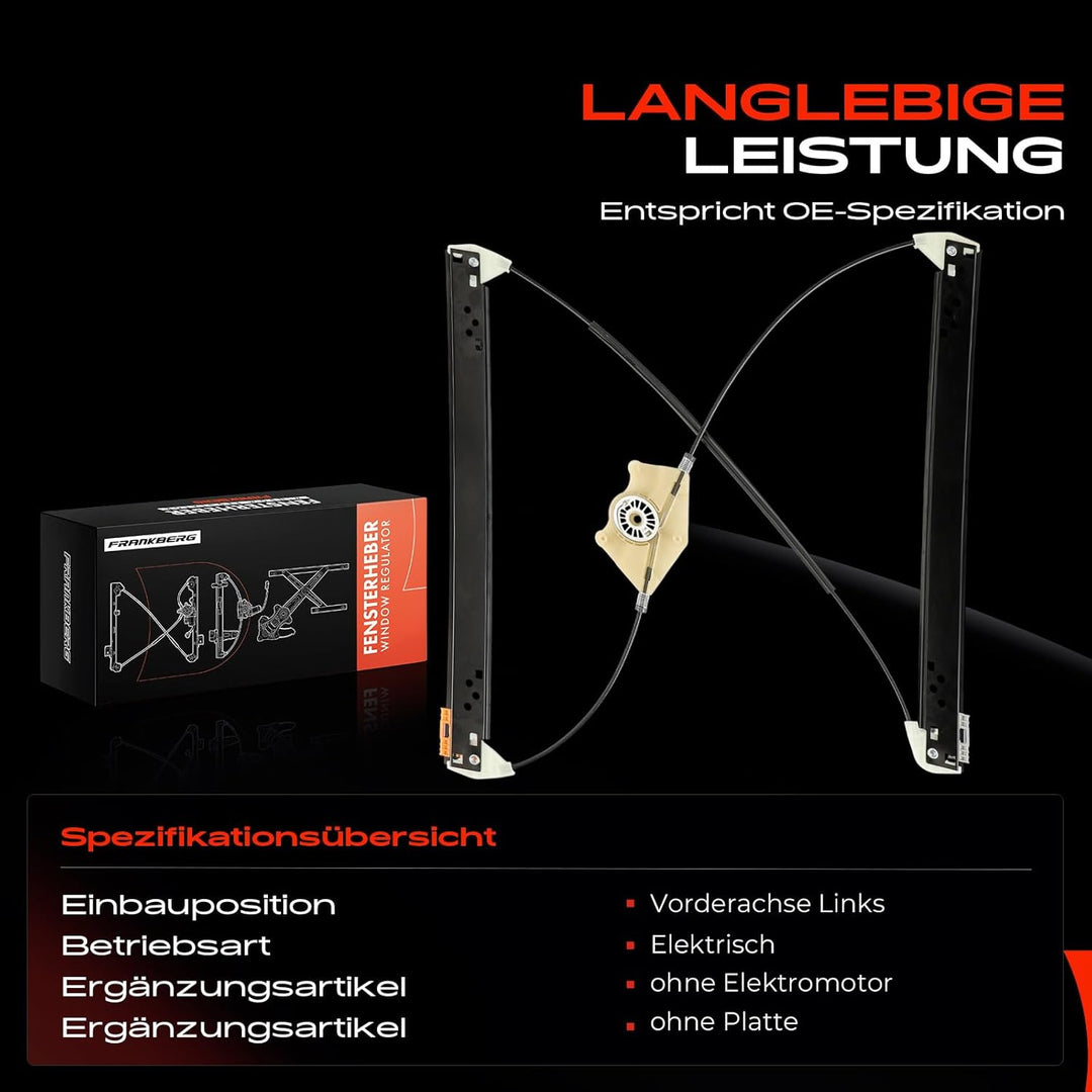 Frankberg Fensterheber Vorne Links Kompatibel mit C-a-y-e-n-n-e 955 T-o-u-a-r-e-g 7LA, 7L6, 7L7 SUV