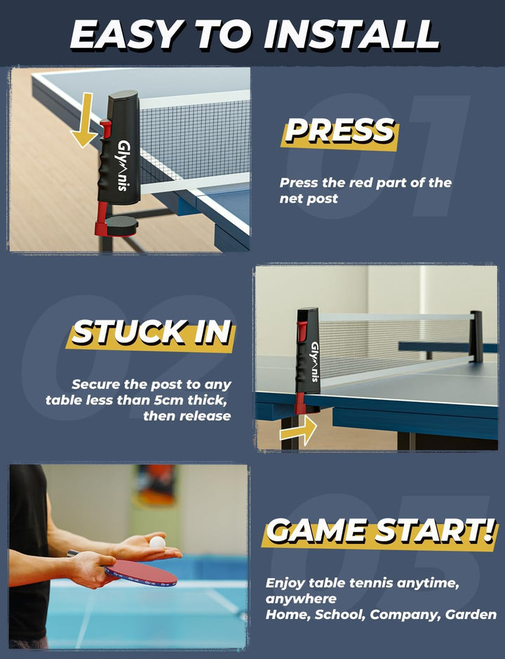 Glymnis Tischtennis-Set Tragbares Ping Pong Bälle Set für Indoor Outdoor Spiel Tischtennis-Training
