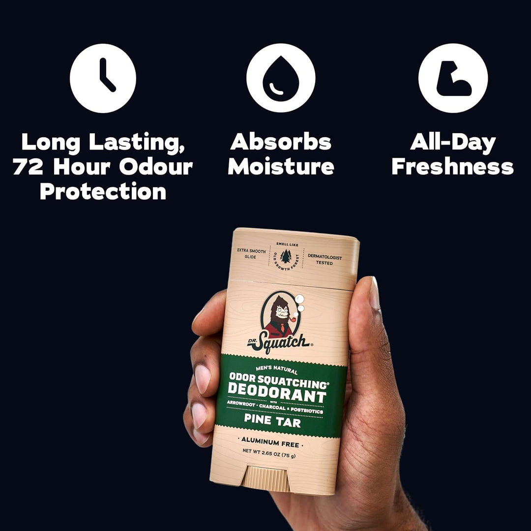 Dr. Squatch Natürliches Deodorant für Männer ohne Aluminium, mit Aktivkohle & Postbiotika für bis zu