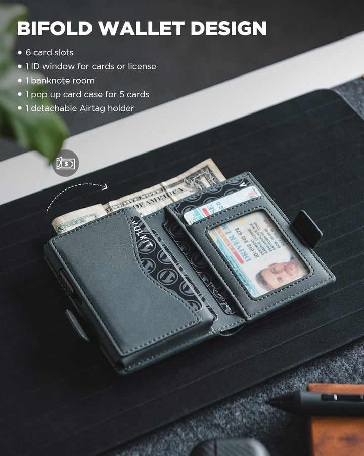 VULKIT Kreditkartenetui mit Airtag-Halter, RFID-blockierendes Kartenetui aus Metall, Magnetverschlus
