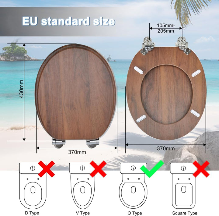 MDF-Toilettensitz mit Soft-Close-Mechanismus, O-förmiger Toilettensitz mit verstellbaren Scharnieren