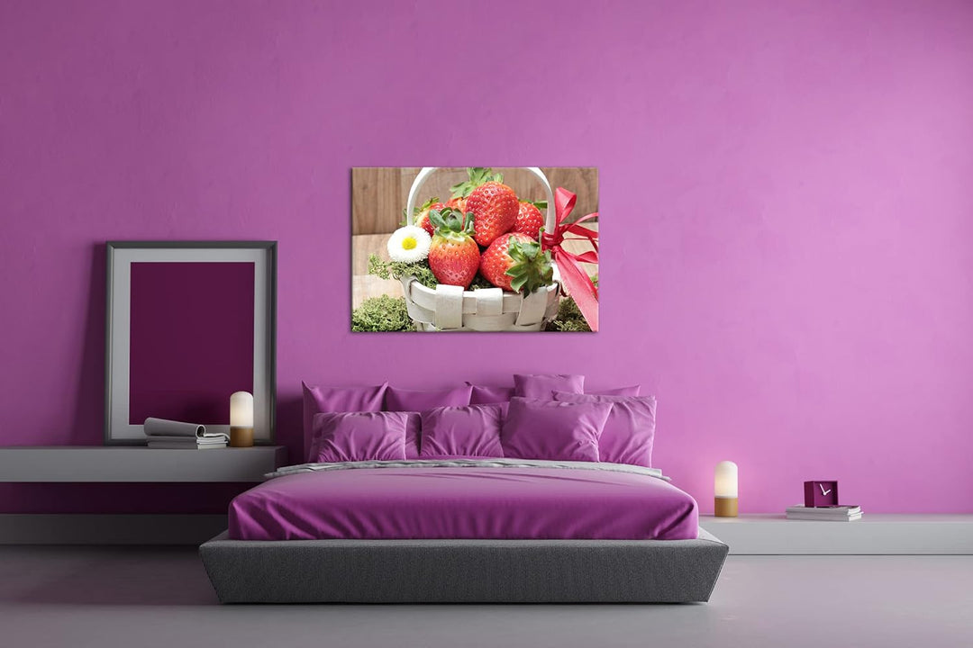 deyoli reife Erdbeeren Format: 80x60 als Leinwand, Motiv fertig gerahmt auf Echtholzrahmen, Hochwert