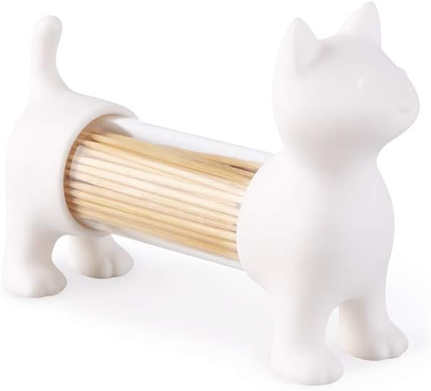 balvi Zahnstocherspender und Salz- und Pfefferstreuer CAT Weiss In Form Einer Katze Acryl/PVC, Weiss