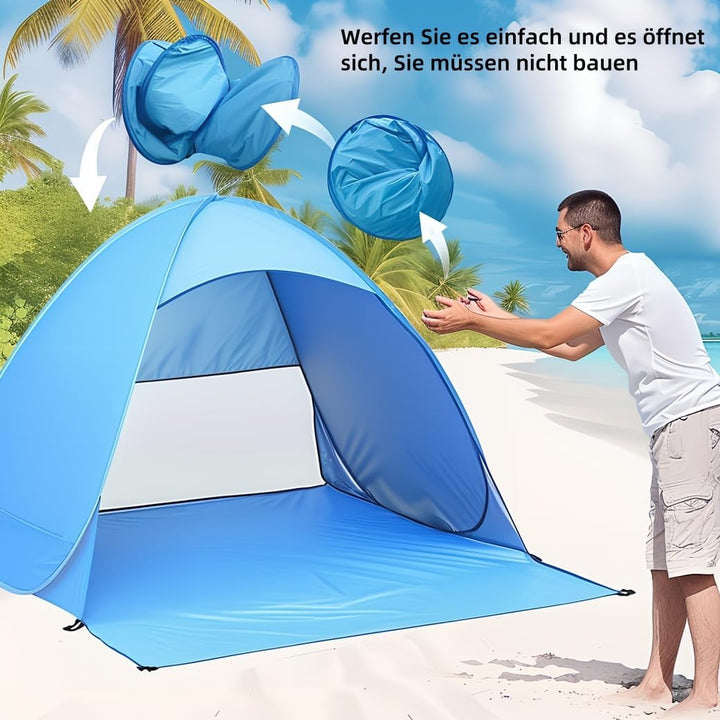 XXL Strandmuschel Pop Up uv Schutz 50 +, Strandzelt Sonnenschutz 3-5 Personen, Grösser Strandmuschel
