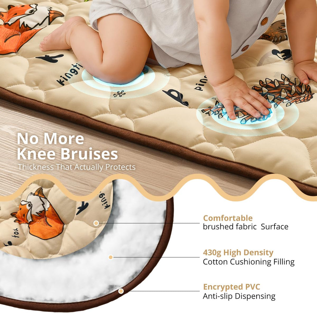 COMOMY Krabbelmatte Baby 127x127 cm, Extra Dicke und Weiche Spielmatte Faltbar, Rutschfeste Schadsto