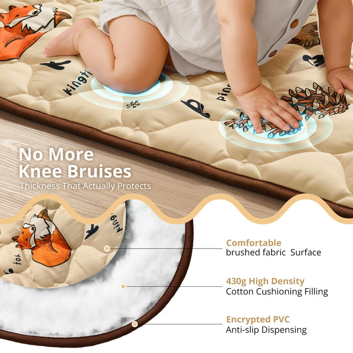 COMOMY Krabbelmatte Baby 127x127 cm, Extra Dicke und Weiche Spielmatte Faltbar, Rutschfeste Schadsto