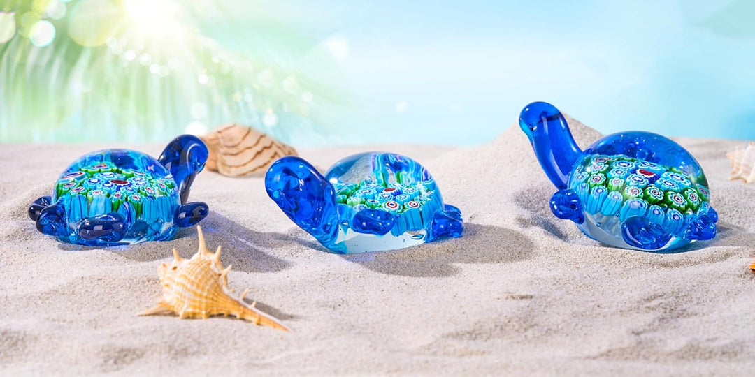 Handgeblasene Glas-Schildkröten-Figuren, Briefbeschwerer als Geburtstagsgeschenk, Glasschildkröten-S