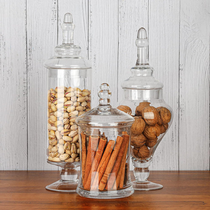 BELLE VOUS Süssigkeiten Glas mit Deckel Set im Viktorianischen Stil (3er Pack) Bonbonglas mit Deckel