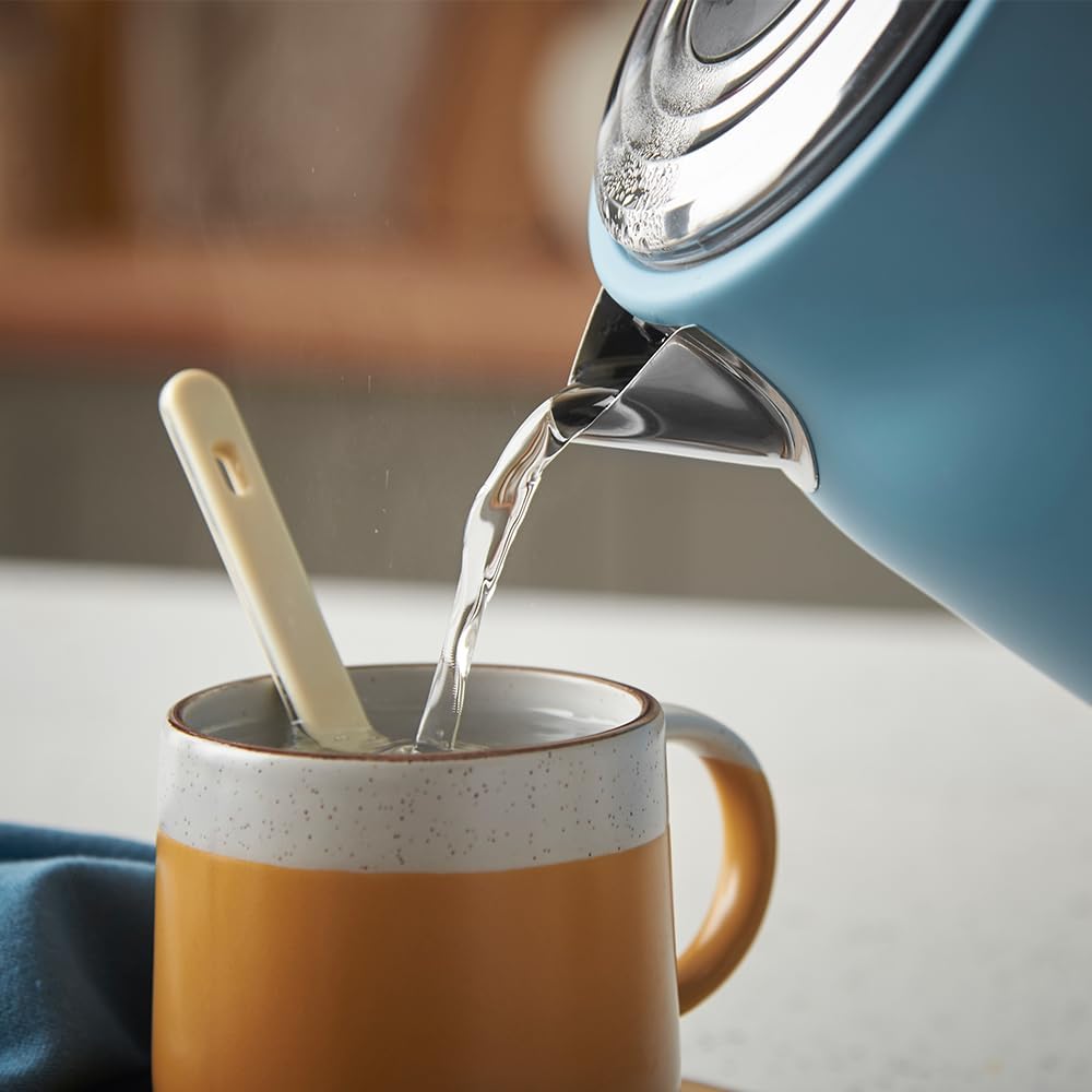 Russell Hobbs Wasserkocher [1,7L, 2400W] Hanley Retro Blau (Edelstahl, Vintage Design, Perfect Pour