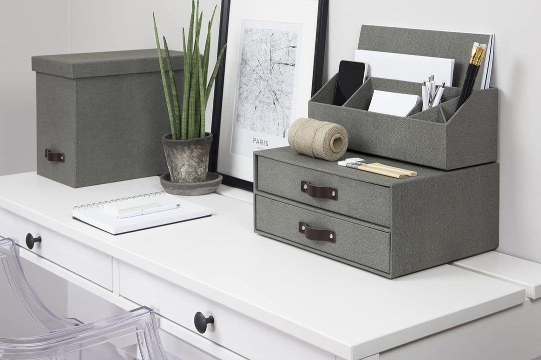 Bigso Box of Sweden Mini-Kommode für Dokumente und Büromaterial – Schreibtisch-Organizer mit 2 Schub