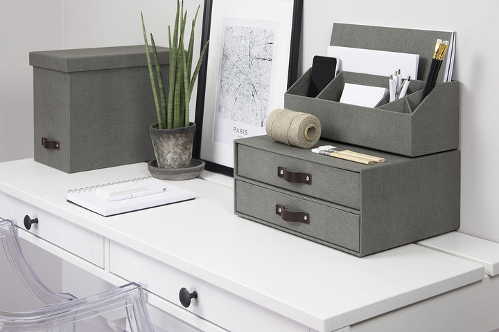 Bigso Box of Sweden Mini-Kommode für Dokumente und Büromaterial – Schreibtisch-Organizer mit 2 Schub