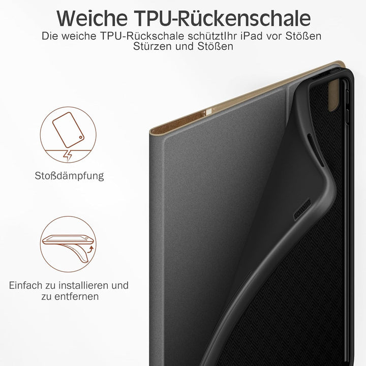 KingBlanc Hülle für iPad 10. Generation 10,9" 2022 mit Stifthalter, Schutzhülle aus veganem Leder, A