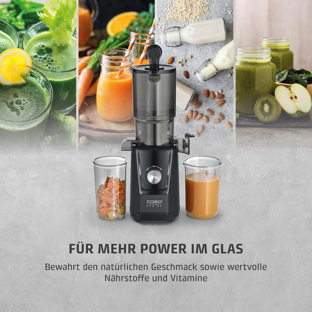 CASO Juice Fit - Slow Juicer, Sanftes und schonendes Entsaften dank niedriger Umdrehungszahl (40 U/m