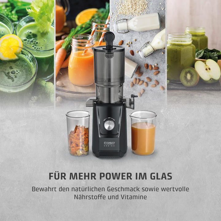 CASO Juice Fit - Slow Juicer, Sanftes und schonendes Entsaften dank niedriger Umdrehungszahl (40 U/m