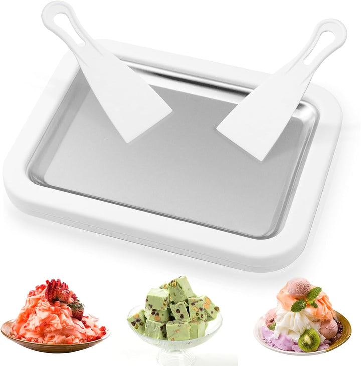Jeinbuil Eisplatte zum eis machen Eiscreme Roller Maker Pan mit 2 Spateln Kleine Instant Rolled Ice