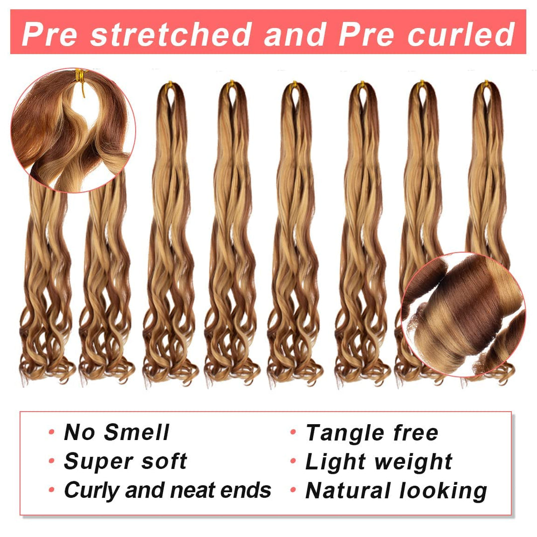 Xtrend 22 Inch 8 Packs French Curls Braiding Hair Pre Stretched Loose Wave Bouncy Braiding Hair Curl