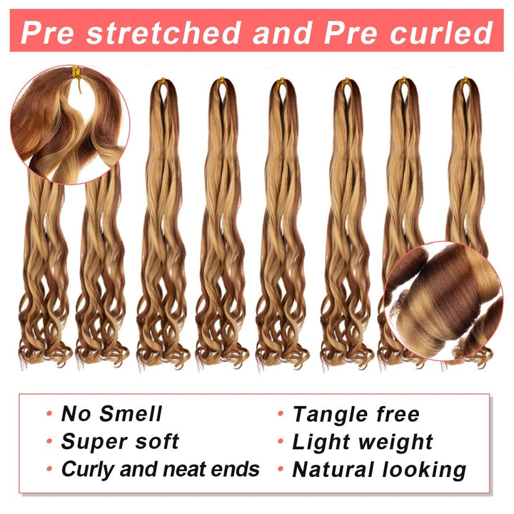 Xtrend 22 Inch 8 Packs French Curls Braiding Hair Pre Stretched Loose Wave Bouncy Braiding Hair Curl