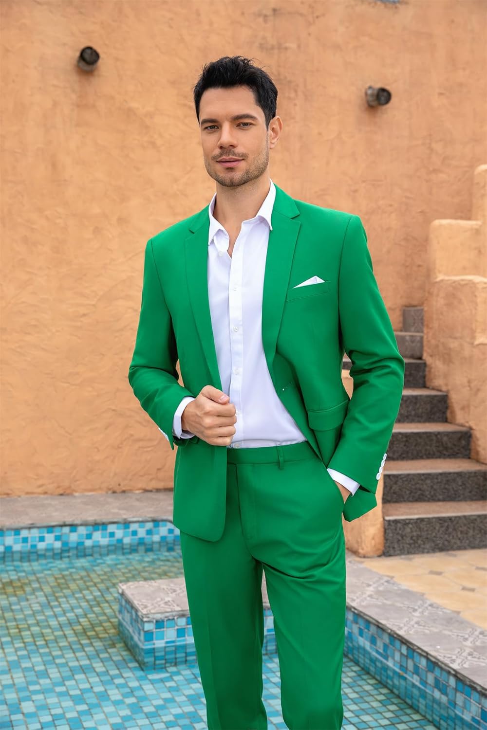 YOUTHUP Herren Sakko Slim Fit Anzugjacke für Business Hochzeit Eleganter 1 Knöpfen Blazer S Grün, S