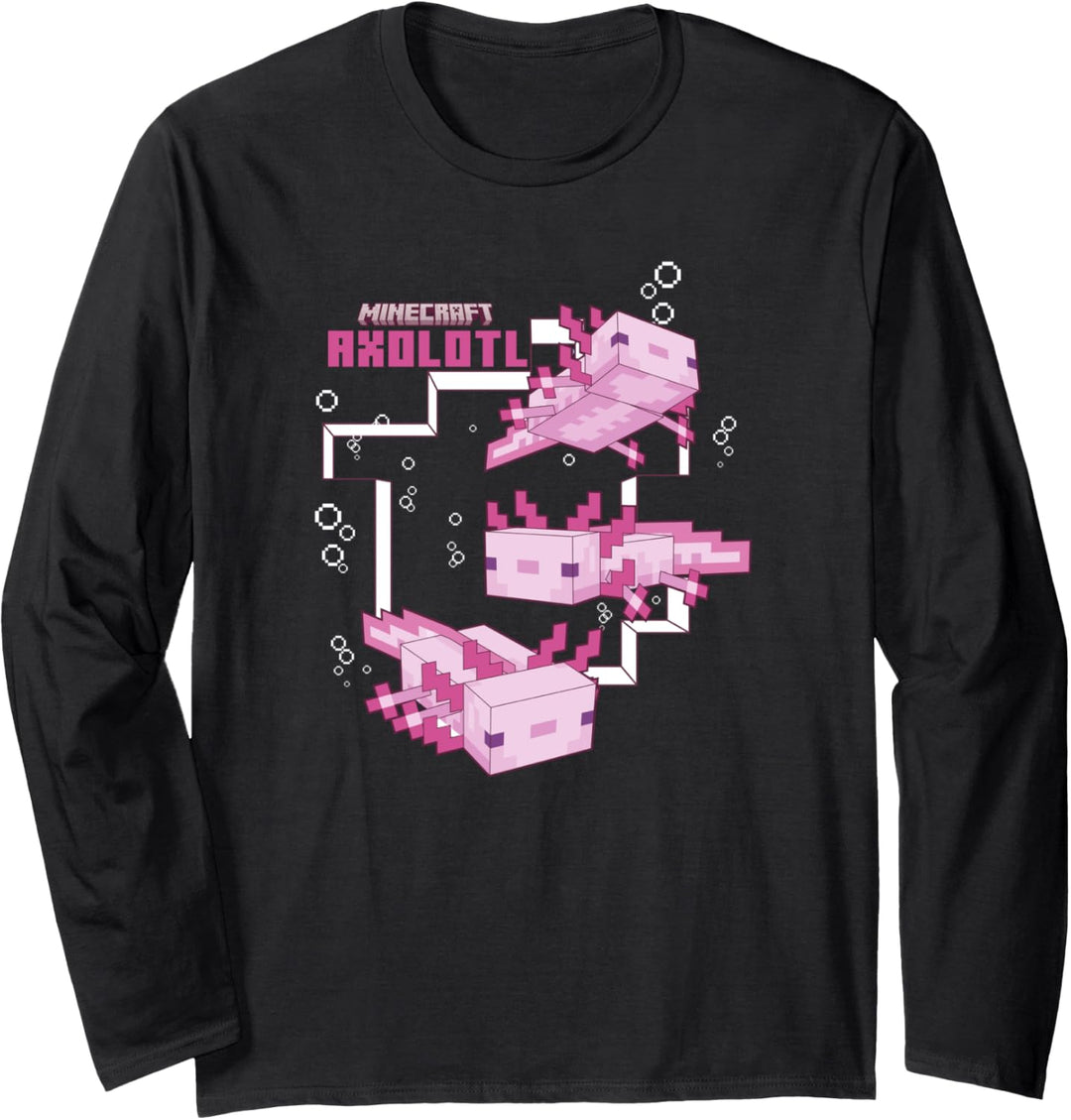 Minecraft Pink Axolotl Pond Langarmshirt