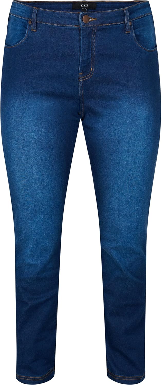 Zizzi Damen Grosse Grössen Emily Jeans Slim Fit Normale Taillenhöhe Gr, Blue Denim