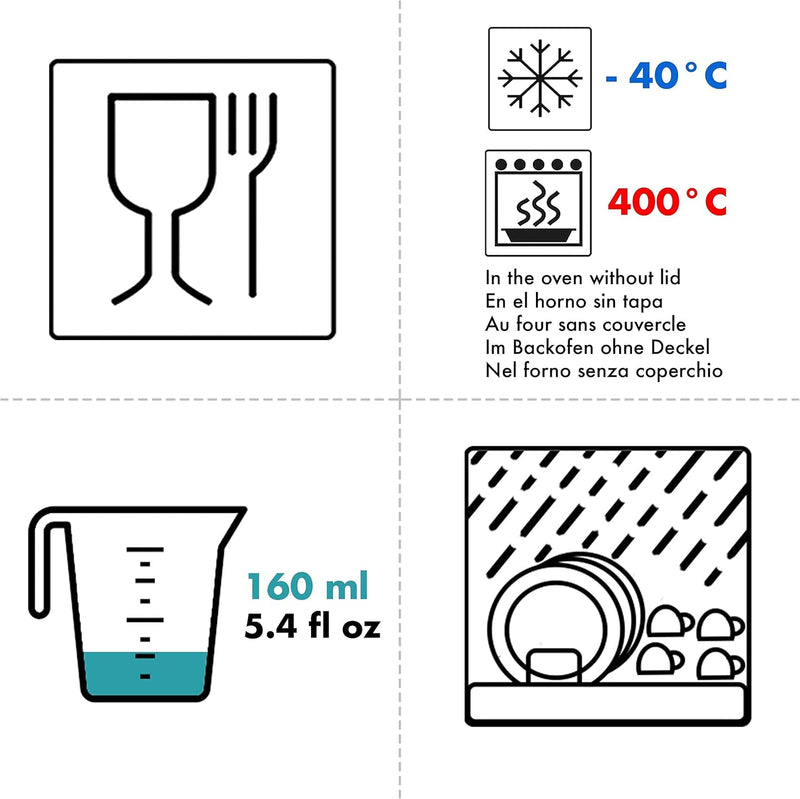 Grizzly Mini Glas Frischhaltedosen, Set 6X 160 ml, luftdicht, quadratisch, Click-Verschluss, Idealer