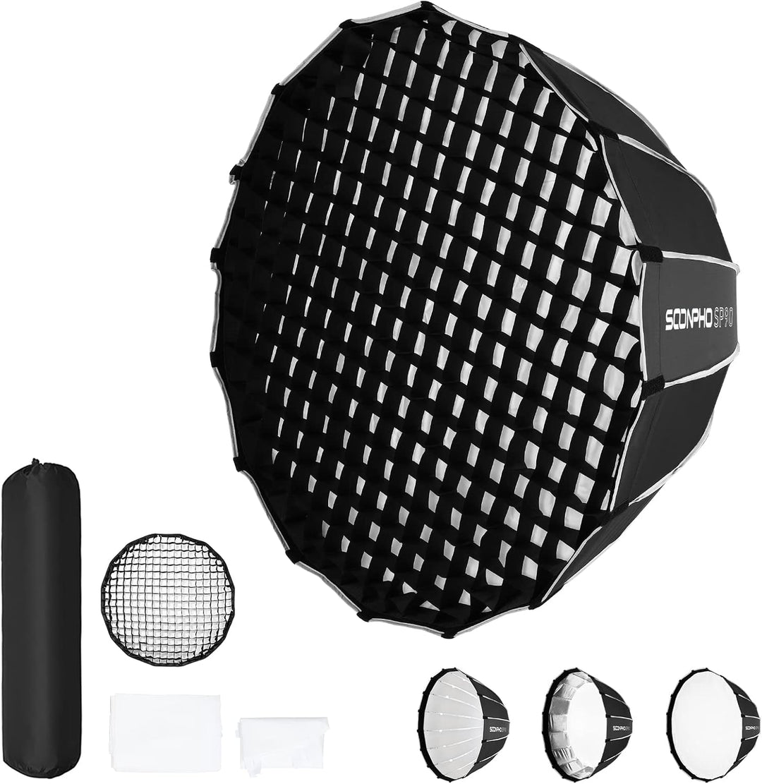 SOONPHO SP-90 90cm/35.43in Deep Parabolic Softboxen mit Schnellverschluss Bowens Mount Softbox für A