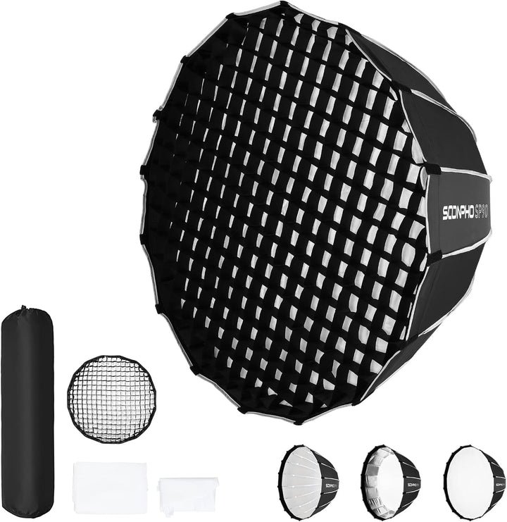 SOONPHO SP-90 90cm/35.43in Deep Parabolic Softboxen mit Schnellverschluss Bowens Mount Softbox für A