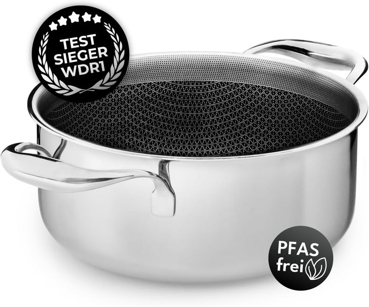 Kochtopf 20 cm, 2.8 l | Beschichteter Topf Induktion | Für Alle Herdarten | Kratzfeste Antihaft-Ober