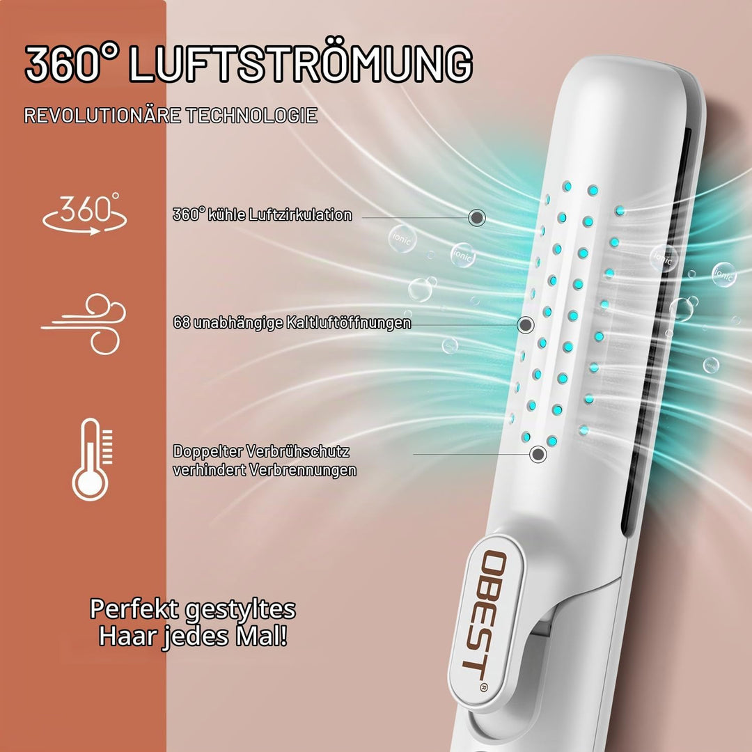 OBEST Airflow Curler Haarglätter und Lockenstab 2 in 1, Glätteisen Lockenstab, 30s Schnellaufheizung