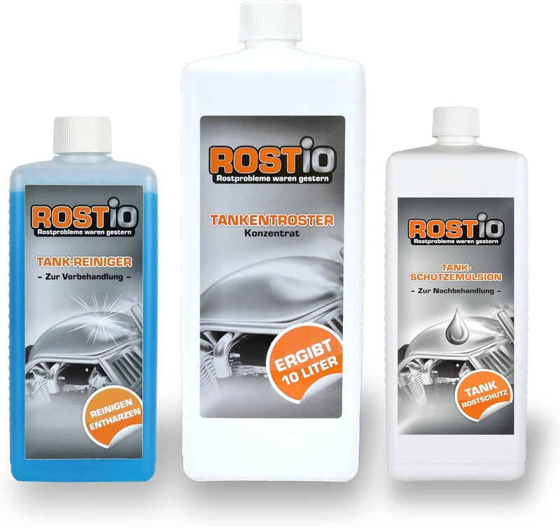 Rostio 1 Liter Tankentroster Plus 500 ml Tankreiniger und 500 ml Tank-Schutzemulsion