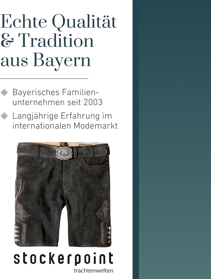 Stockerpoint Herren Lederhose Corbi4 I Grösse 44-64 I Bequeme Trachtenhose in edler Hirschoptik inkl