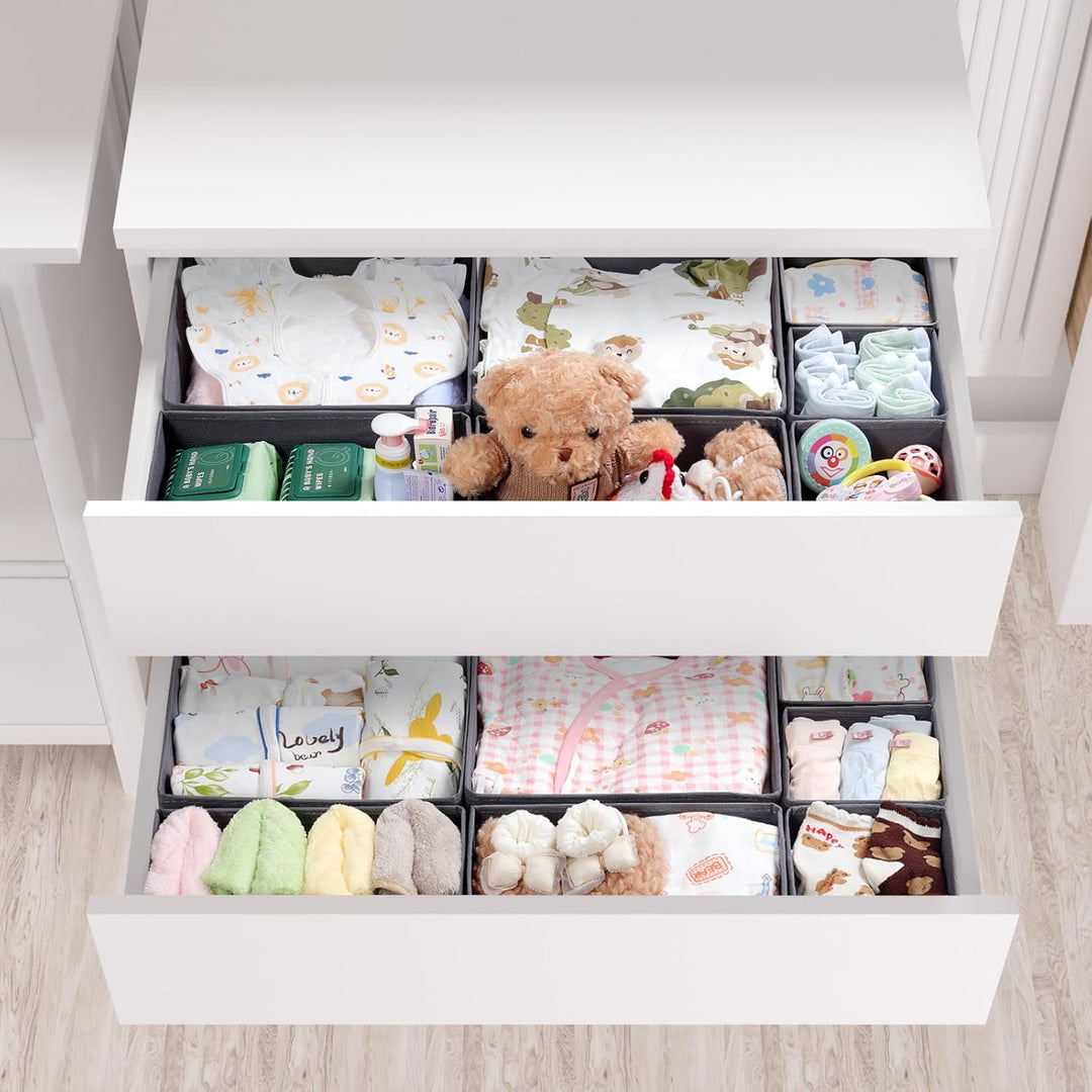 ORLISA 14er Set Schubladen Organizer kompatibel mit MALM andere Kommoden, Faltbare Aufbewahrungsboxe