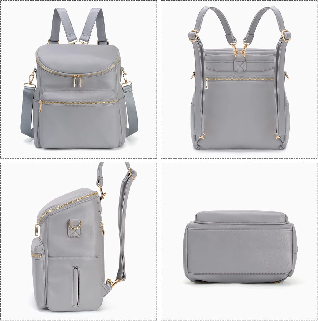 Minsong Diaper Bag Backpack, Fashion Leather Mommy Backpacks, Travel Baby Diaper Bags with in Bag Or