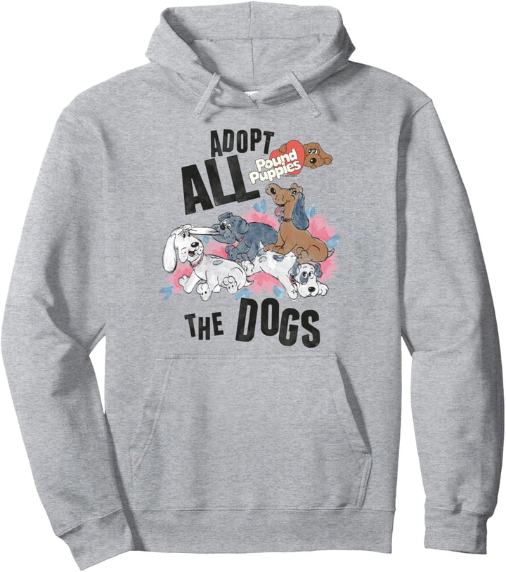 Pound Puppies Adopt All The Dogs Puppy Sketch Logo Pullover Hoodie