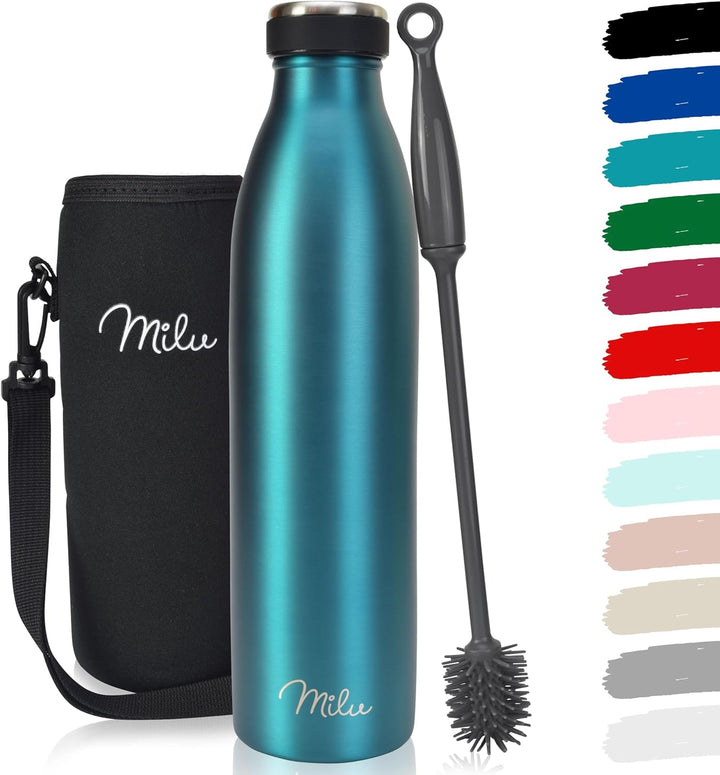 Milu Thermoflasche 350ml 500ml 750ml 1L 1,5L Isolierte Edelstahl Trinkflasche Thermoskanne Auslaufsi