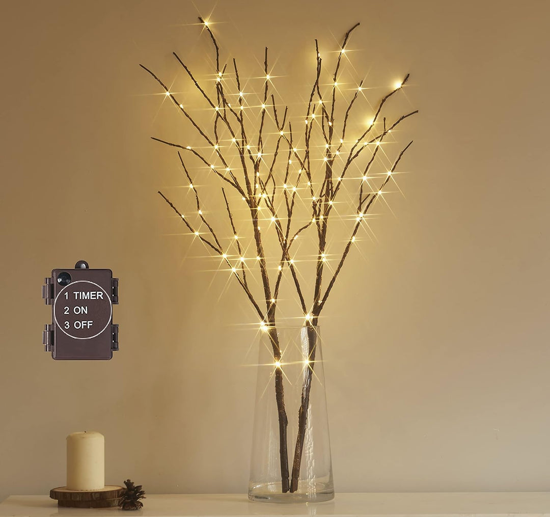 Hairui LED Beleuchtete Zweige mit 100LEDs 80CM Lichterbaum Lichterzweige Braune Künstliche Baumbeleu