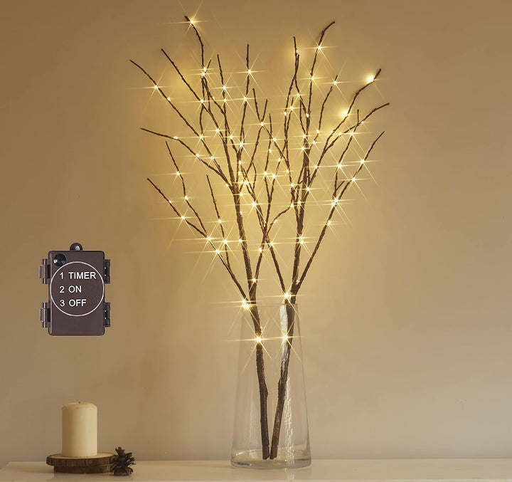 Hairui LED Beleuchtete Zweige mit 100LEDs 80CM Lichterbaum Lichterzweige Braune Künstliche Baumbeleu