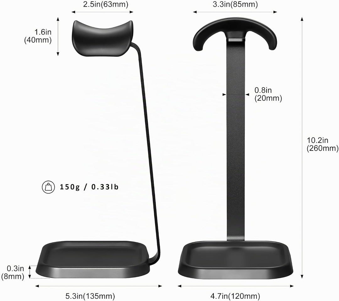 Kopfhörer Ständer, Gebogener Headset Halterung mit Ablagefach, Schwere Basis Gaming Kopfhörer Halter