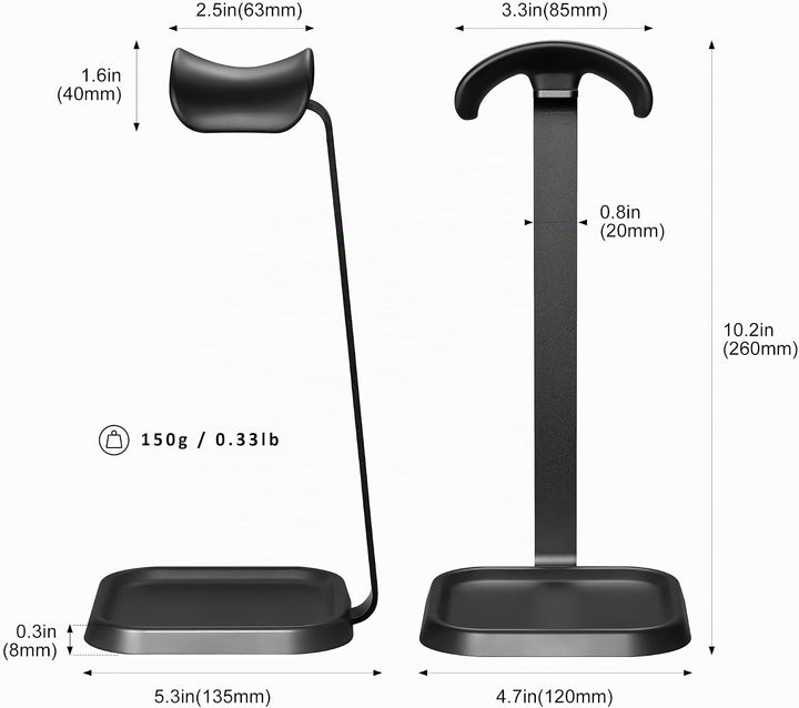 Kopfhörer Ständer, Gebogener Headset Halterung mit Ablagefach, Schwere Basis Gaming Kopfhörer Halter