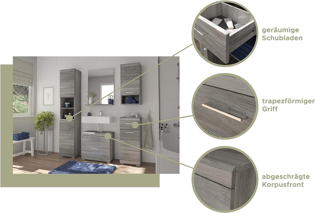 homes&amp;jones Badezimmer Spiegel Wandspiegel Badspiegel Soul, Holzwerkstoff, rauchsilber Nachbildung,