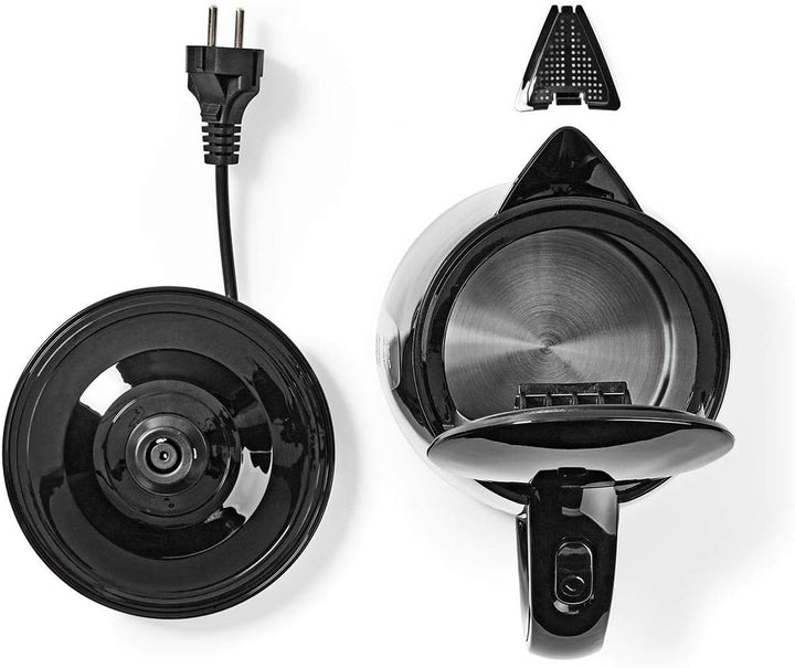 Wasserkocher - 1.7 l - Plastik - Schwarz - Um 360 Grad drehbar - Verdecktes Heizelement - Strix Cont