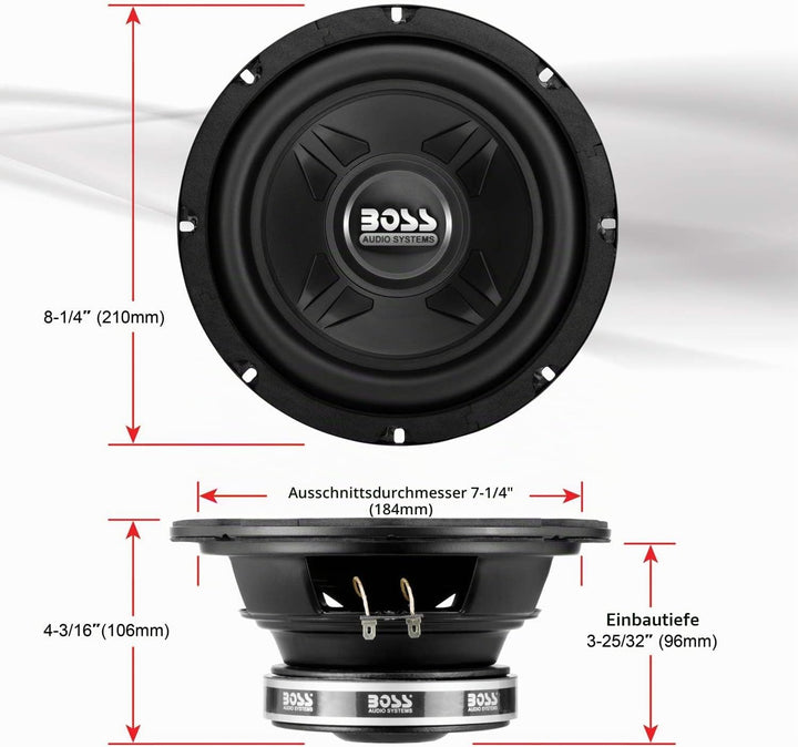 BOSS AUDIO CXX8 Chaos Exxtrem Subwoofer 600 Watt (8 Zoll) 8 Zoll SVC, 8 Zoll SVC