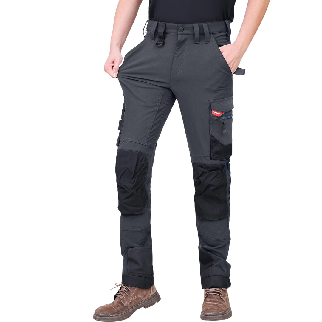 WORK IDEA Herren Slim-Fit Stretch Arbeitshose: Kritische Stoffbereiche aus Cordura – strapazierfähig