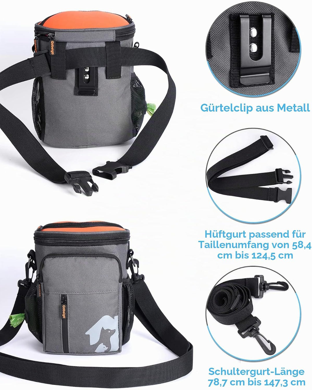 Gobeigo Hundeleckerlis Tasche und Trainingsklicker, Leckerli Tasche für Hunde, Leckerlibeutel mit Ko