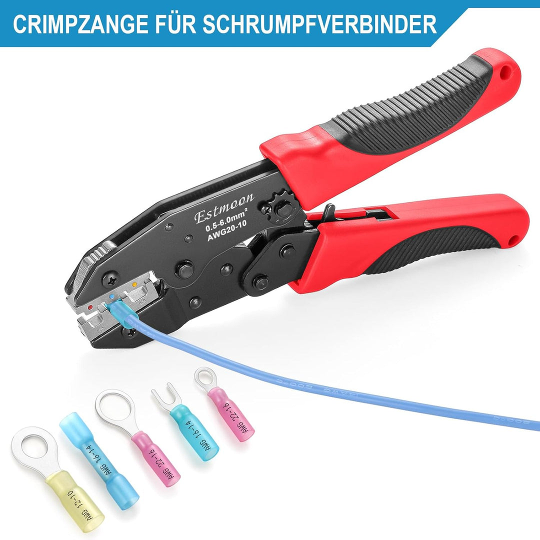 Crimpzange für Schrumpfverbinder, Estmoon Crimpzange Kabelschuhe Kabelschuhzange, Crimpzangen geeign