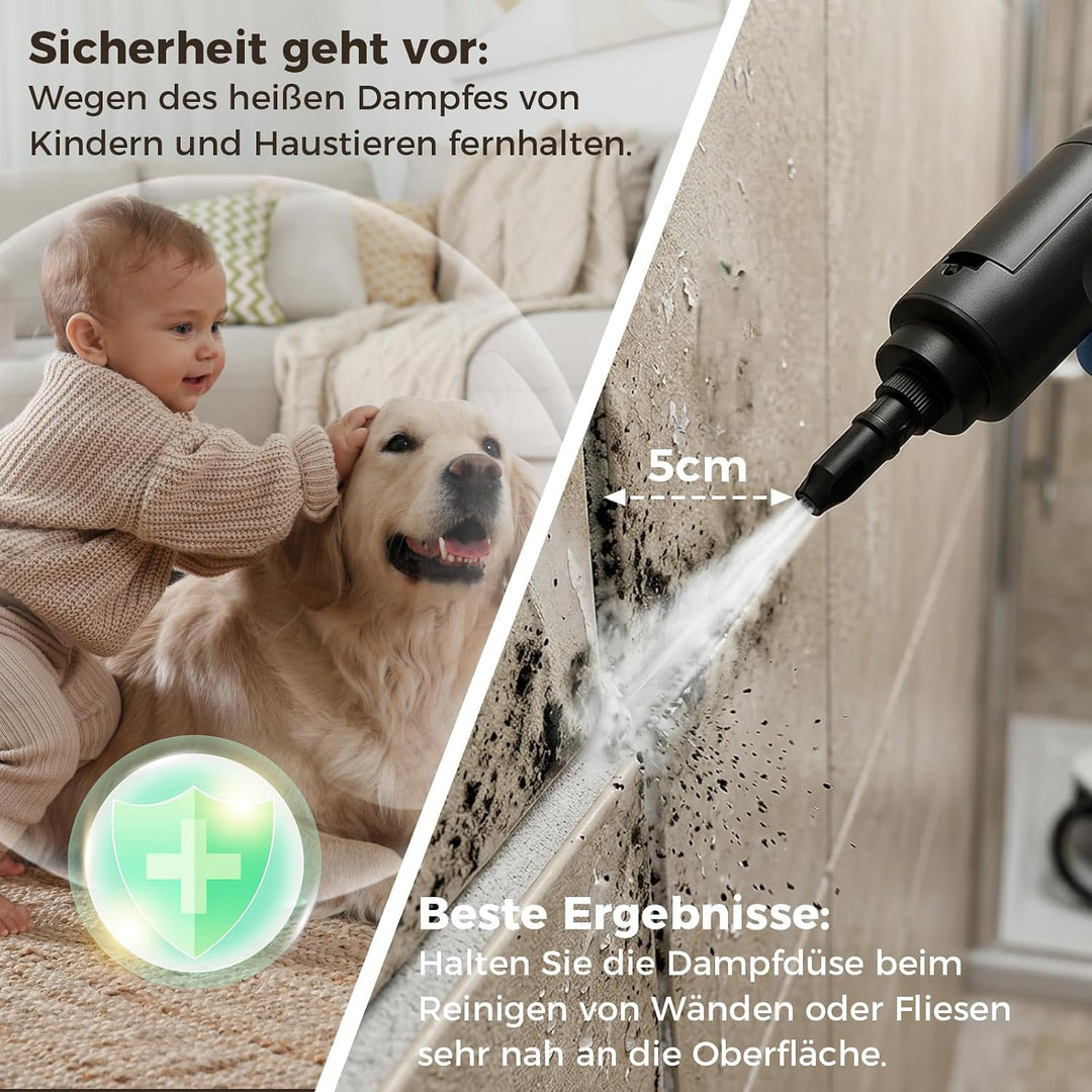 14 IN 1 Dampfreiniger Handgerät 1,6L Tank【100% Natürliche Tiefenreinigung】3 STUFIG Einstellbar Handd