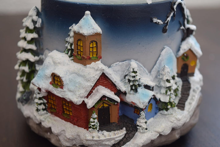 Dekohelden24 XXL Schneekugel mit Rotierung, Schneewirbel und Sound, Masse H/B/Ø Kugel: ca. 19,5 x 13