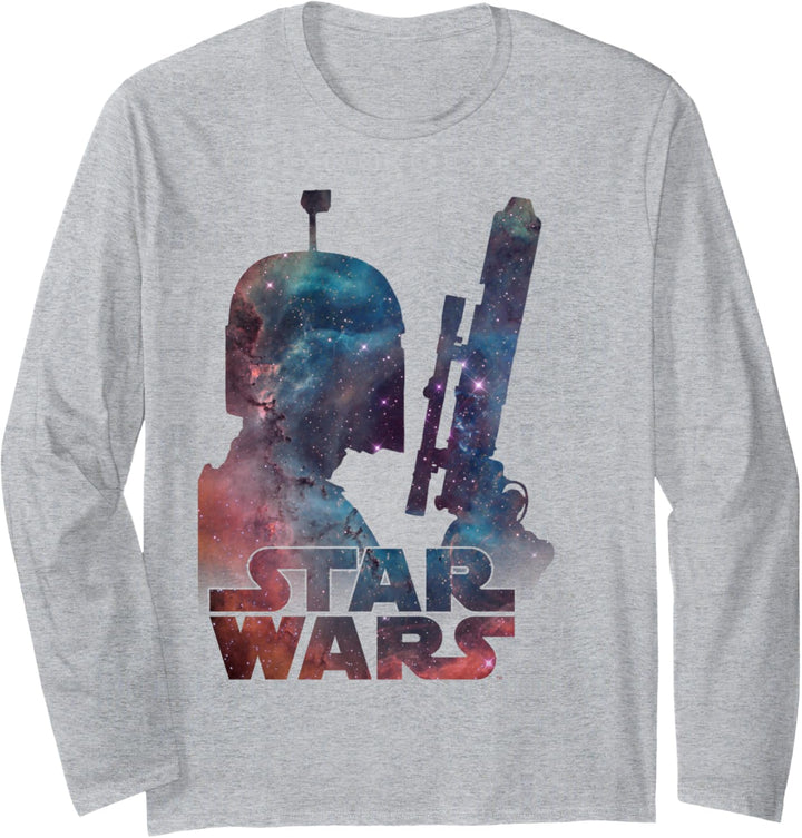 Star Wars Boba Fett Galaxy Fill Silhouette Langarmshirt