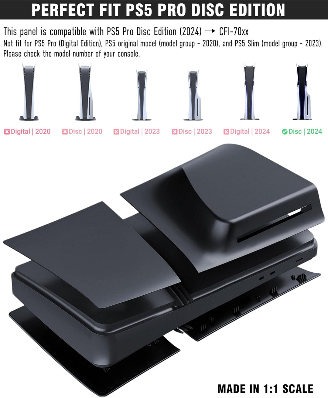 Joso Faceplate für PS5 Pro CD-ROM Version, Anti-Scratch staubdichtes Gehäuse Ersatz, Abdeckung Haut