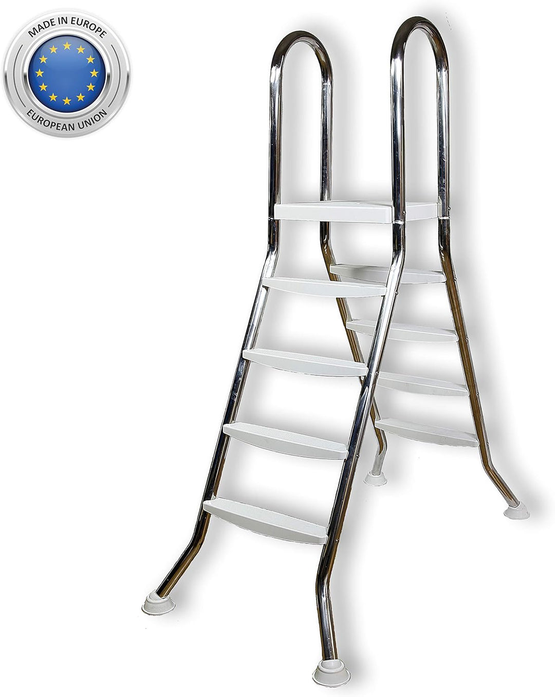 Unbekannt EDELSTAHLLEITER 43mm V2A-Holme für Hoch- und Aufstellbecken 120-125 cm Höhe